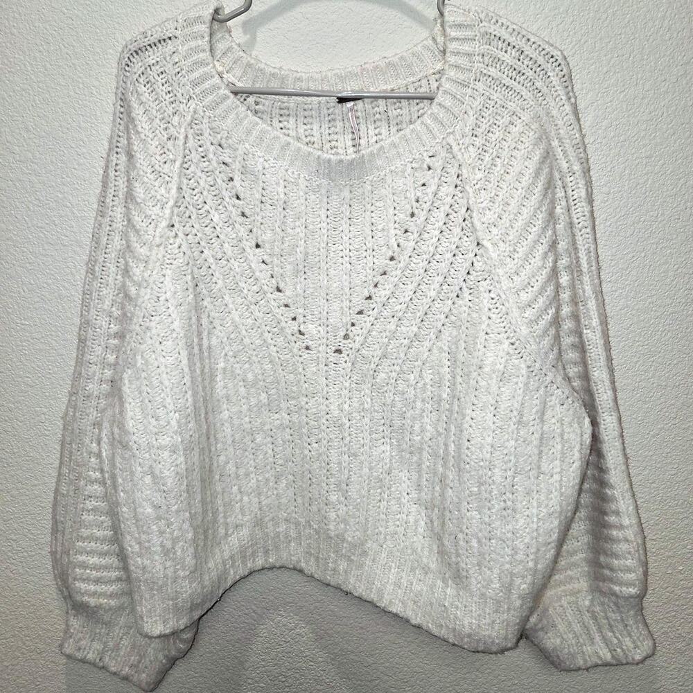 Free people white cable knit size M